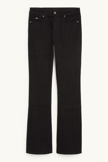 Femmes - Bootcut jean - mid waist - fines rayures - jean gris foncé