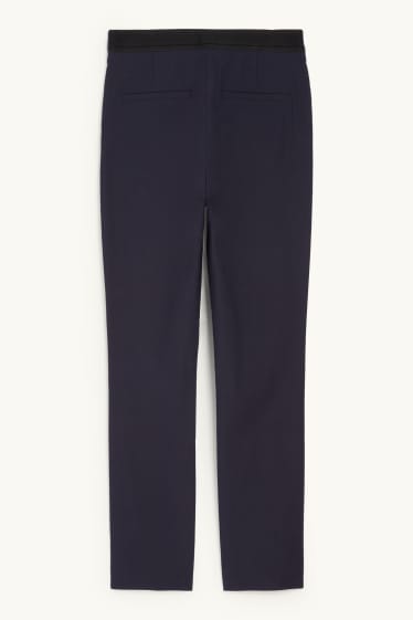 Femei - Pantaloni de stofă - talie medie - tapered fit - albastru închis