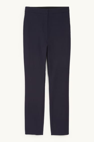Femei - Pantaloni de stofă - talie medie - tapered fit - albastru închis