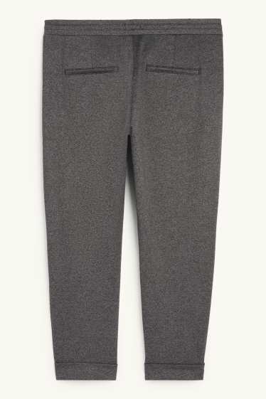 Femmes - Pantalon en jersey - mid waist - tapered fit - texturée - gris foncé