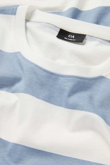 Home - Samarreta de màniga curta - relaxed fit - acanalada - blanc / blau clar