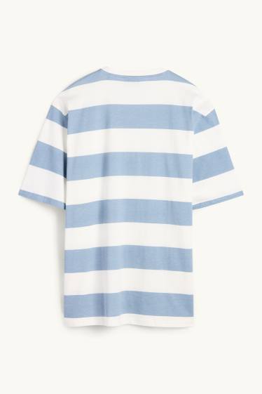 Home - Samarreta de màniga curta - relaxed fit - acanalada - blanc / blau clar