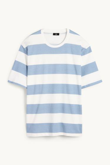 Home - Samarreta de màniga curta - relaxed fit - acanalada - blanc / blau clar
