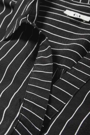 Damen - Bluse mit V-Ausschnitt - gestreift - schwarz