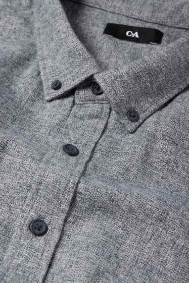 Men - Shirt - regular fit - button-down collar - dark blue-melange