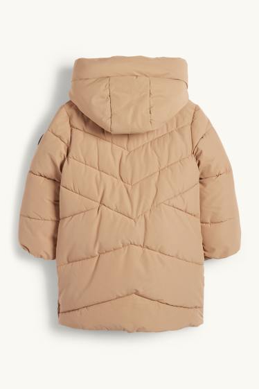 Enfants filles - Doudoune à capuche - finition déperlante - beige