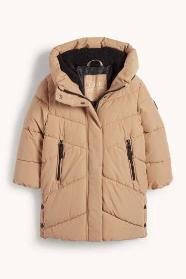 Enfants filles - Doudoune à capuche - finition déperlante - beige