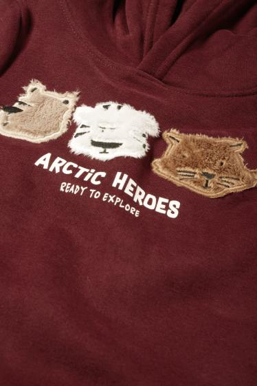 Enfants garçons - Animaux sauvages - sweat à capuche - bordeaux