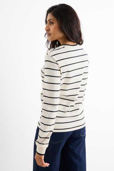 Damen - Feinstrick-Pullover - gestreift - cremeweiß