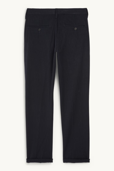 Pánské - Kalhoty chino - tapered fit - s úzkými proužky - černá