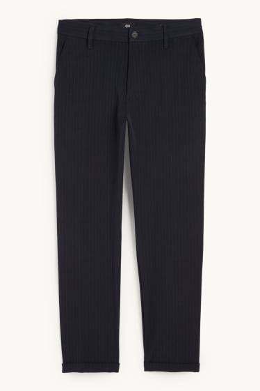 Pánské - Kalhoty chino - tapered fit - s úzkými proužky - černá