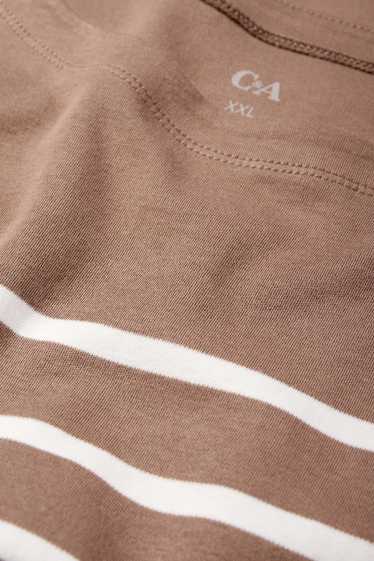 Women - Long sleeve top - regular fit- striped - taupe