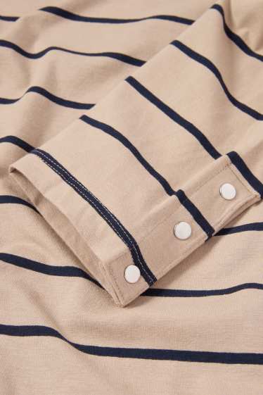 Femmes - Haut à manches longues - à rayures - beige / bleu