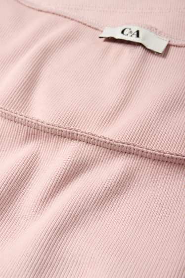 Dames - Korte longsleeve - geribd - roze