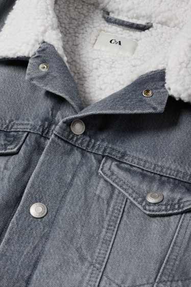 Pánské - Džínová bunda - džíny - světle šedé