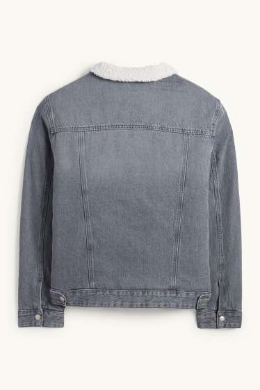 Pánské - Džínová bunda - džíny - světle šedé