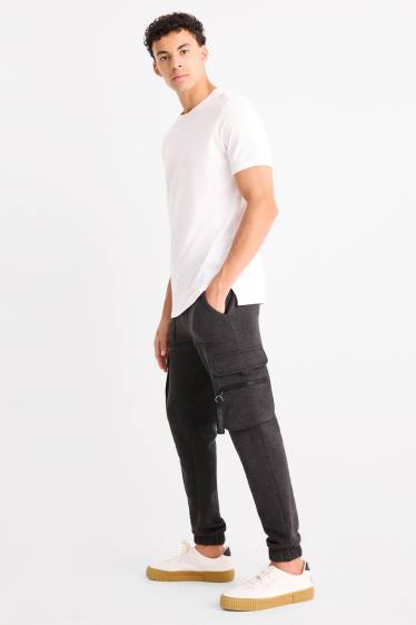 Pánské - Cargo teplákové kalhoty - tmavošedá