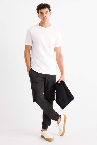 Pánské - Cargo teplákové kalhoty - tmavošedá