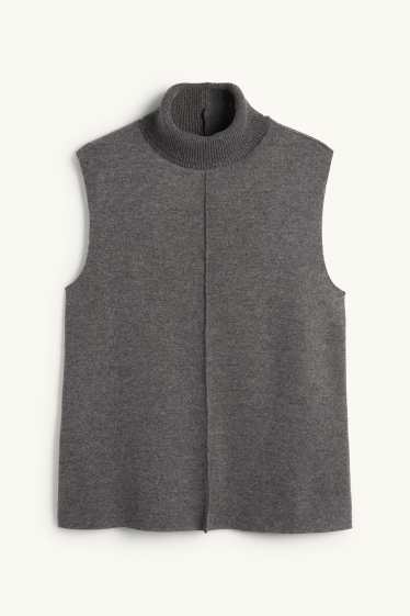 Femmes - Haut à col roulé - gris chiné