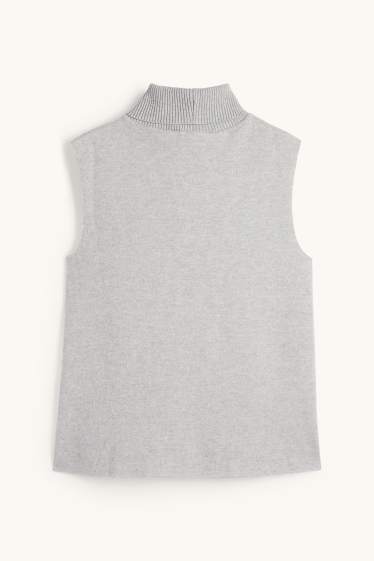 Dames - Top met rolkraag - licht grijs-mix