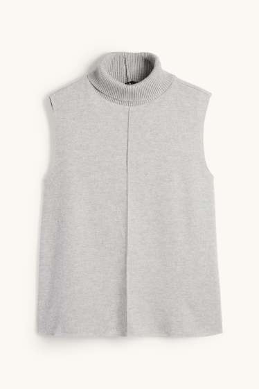 Dames - Top met rolkraag - licht grijs-mix