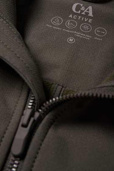 Hommes - Veste à coquille souple avec capuche - déperlante - vert foncé