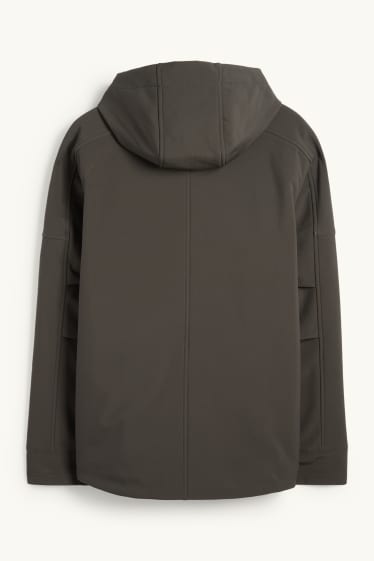 Hommes - Veste à coquille souple avec capuche - déperlante - vert foncé