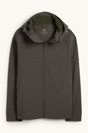 Hommes - Veste à coquille souple avec capuche - déperlante - vert foncé