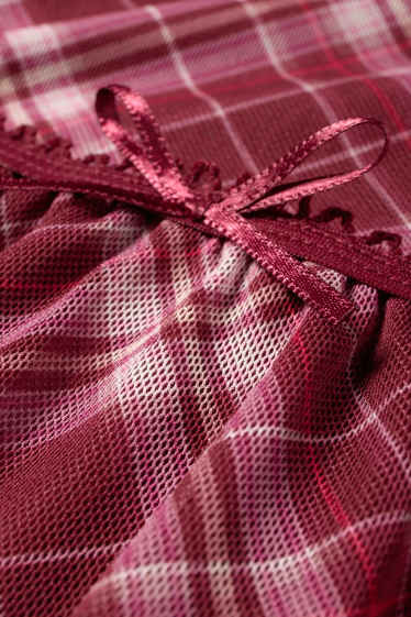 Kinder Mädchen - Mesh-Rock - kariert - dunkelrot