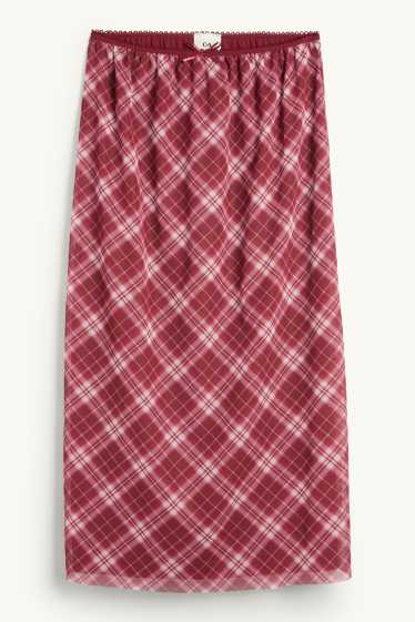 Kinder Mädchen - Mesh-Rock - kariert - dunkelrot