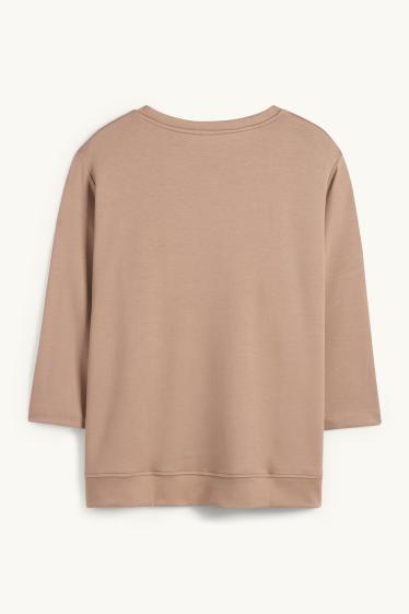 Women - Long sleeve top - relaxed fit - beige