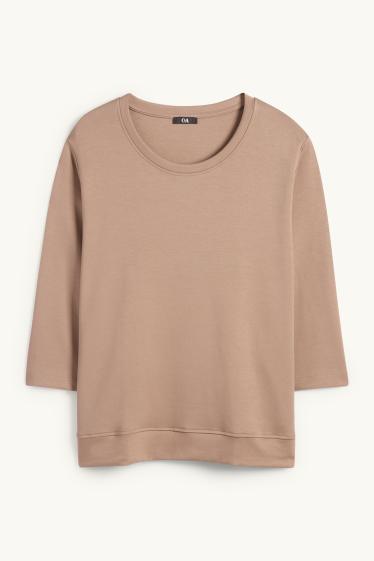 Women - Long sleeve top - relaxed fit - beige