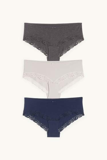 Dames - Set van 3 - hipster - donkerblauw