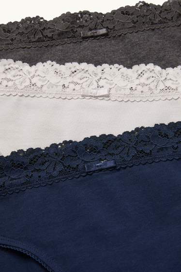 Dames - Set van 3 - slip - donkerblauw