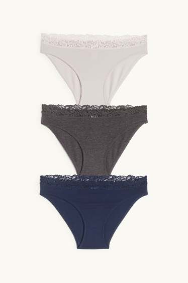 Dames - Set van 3 - slip - donkerblauw