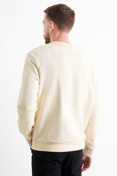 Bărbați - Bluză de molton - structurată - alb-crem