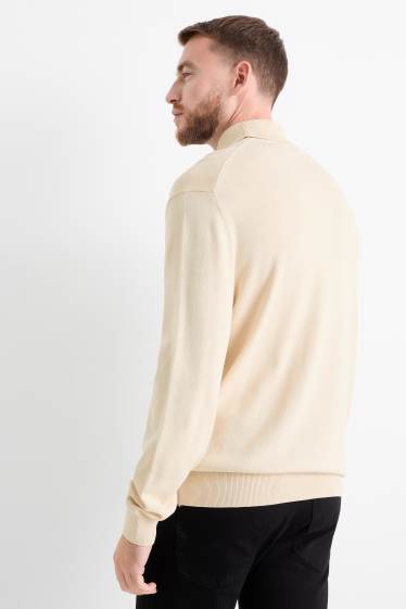Bărbați - Pulover cu guler rulat - bej deschis