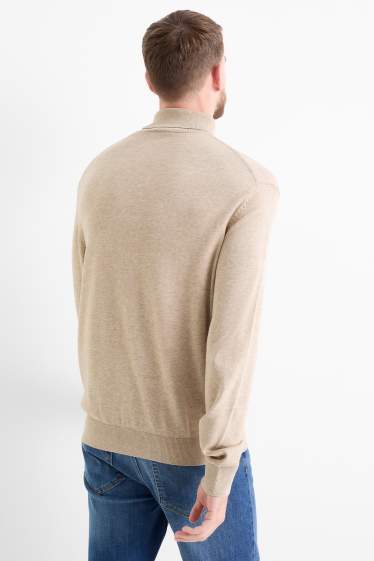 Herren - Rollkragenpullover - beige