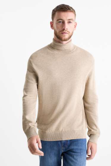 Herren - Rollkragenpullover - beige