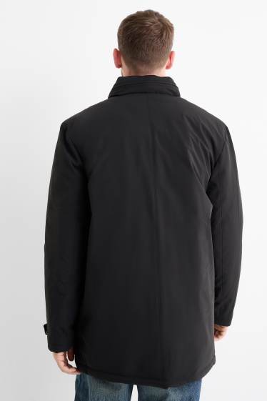 Heren - Mantel met capuchon - gevoerd - zwart