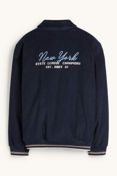 Enfants garçons - New York - veste en velours côtelé - doublé - bleu foncé