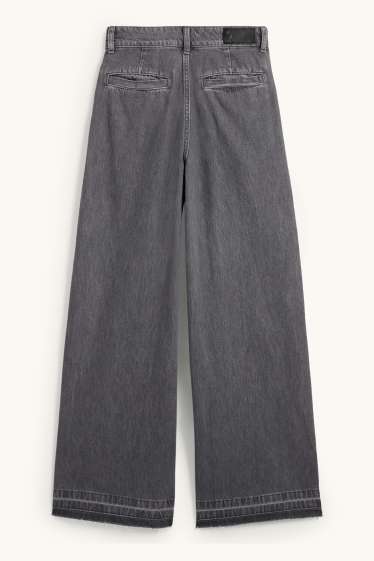 Damen - Wide Leg Jeans - Mid Waist - jeansgrau