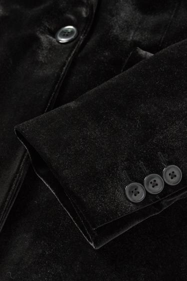 Dona - Blazer llarg de vellut - regular fit - negre