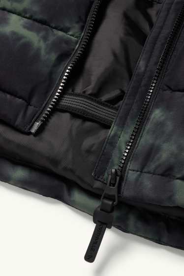 Bambini - Giacca da sci con cappuccio - impermeabile - fantasia - nero