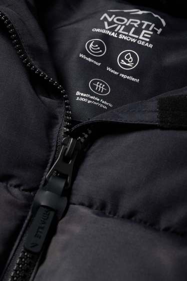 Bambini - Giacca da sci con cappuccio - impermeabile - fantasia - nero