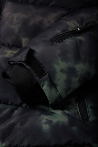 Bambini - Giacca da sci con cappuccio - impermeabile - fantasia - nero