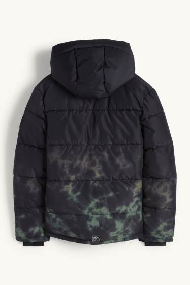 Bambini - Giacca da sci con cappuccio - impermeabile - fantasia - nero