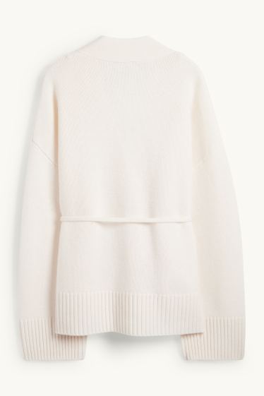 Femmes - Gilet en maille avec teneur en cachemire - laine mélangée - blanc crème