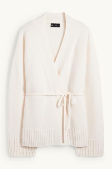 Femmes - Gilet en maille avec teneur en cachemire - laine mélangée - blanc crème