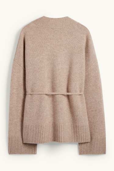 Dona - Jaqueta de punt de mitja amb component de caixmir - mescla de llana - marró clar